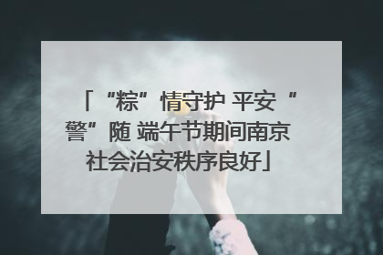 “粽”情守护 平安“警”随 端午节期间南京社会治安秩序良好