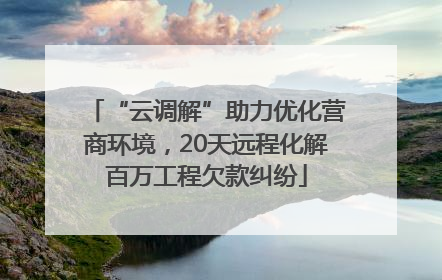 “云调解”助力优化营商环境，20天远程化解百万工程欠款纠纷