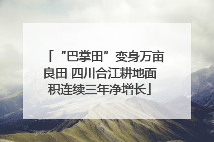“巴掌田”变身万亩良田 四川合江耕地面积连续三年净增长