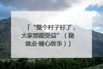 “整个村子好了，大家都能受益”（稳就业·暖心故事）