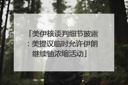 美伊核谈判细节披露：美提议临时允许伊朗继续铀浓缩活动
