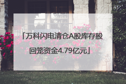 万科闪电清仓A股库存股 回笼资金4.79亿元