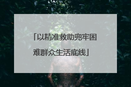 以精准救助兜牢困难群众生活底线