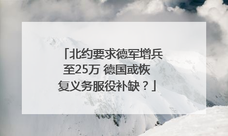 北约要求德军增兵至25万 德国或恢复义务服役补缺？