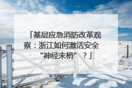 基层应急消防改革观察：浙江如何激活安全“神经末梢”？