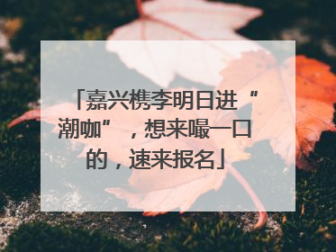 嘉兴槜李明日进“潮咖”，想来嘬一口的，速来报名