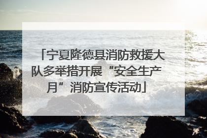 宁夏隆德县消防救援大队多举措开展“安全生产月”消防宣传活动