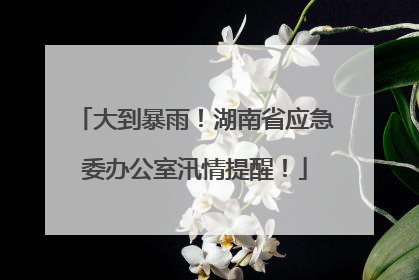 大到暴雨！湖南省应急委办公室汛情提醒！