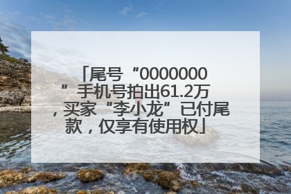 尾号“0000000”手机号拍出61.2万，买家“李小龙”已付尾款，仅享有使用权