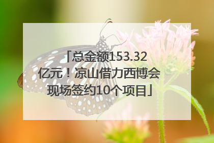 总金额153.32亿元！凉山借力西博会现场签约10个项目