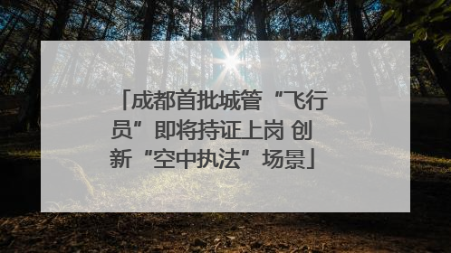 成都首批城管“飞行员”即将持证上岗 创新“空中执法”场景