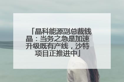 晶科能源副总裁钱晶：当务之急是加速升级既有产线，沙特项目正推进中