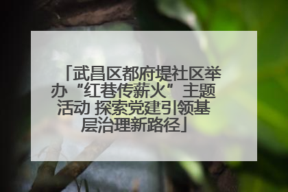 武昌区都府堤社区举办“红巷传薪火”主题活动 探索党建引领基层治理新路径