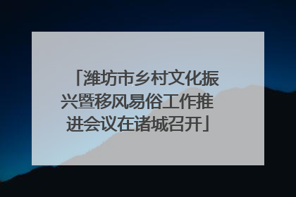 潍坊市乡村文化振兴暨移风易俗工作推进会议在诸城召开