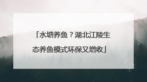 水塘养鱼？湖北江陵生态养鱼模式环保又增收