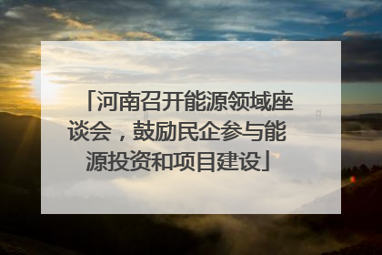 河南召开能源领域座谈会，鼓励民企参与能源投资和项目建设
