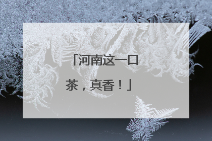 河南这一口茶，真香！