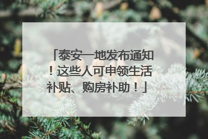 泰安一地发布通知！这些人可申领生活补贴、购房补助！
