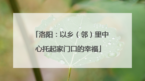 洛阳：以乡（邻）里中心托起家门口的幸福