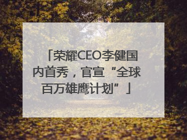 荣耀CEO李健国内首秀，官宣“全球百万雄鹰计划”