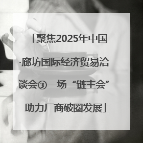 聚焦2025年中国·廊坊国际经济贸易洽谈会③一场“链主会” 助力厂商破圈发展