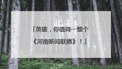 英雄，你值得一整个《河南新闻联播》！